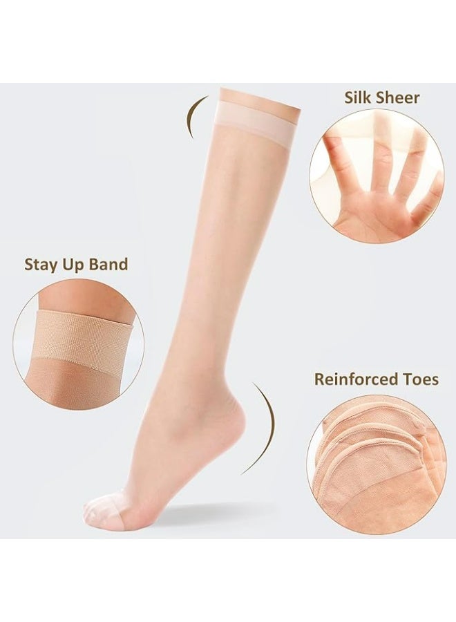 Be-Queen 6 Pairs Women's Knee High Sheer Socks - One Size - Lightweight Calf Length Stockings - Image 2