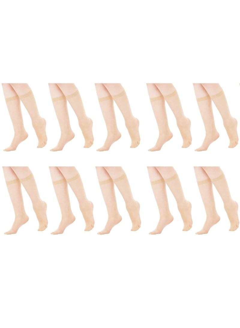 Be-Queen 10 Pairs Women's Knee High Sheer Socks - One Size - Lightweight Calf Length Stockings  - Image 1