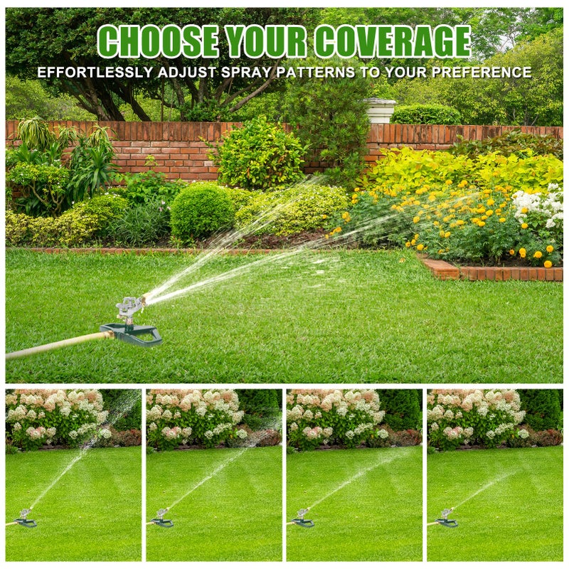WEMADE Heavy Duty Metal Pulsating Sprinklers for Yard - 360 Degree Roating Automatic Water Sprinkler for Lawn with Metal Base, Impact Sprinklers for Large Area Covers Up to 85â€˜ Diameter - Image 5