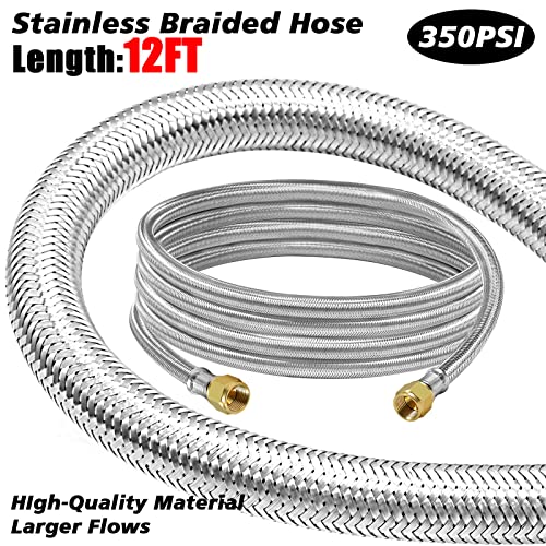 GardenNow 12 Feet High Pressure Braided Propane Hose Extension with Conversion Coupling 3/8" Flare to 1/2" Female NPT, 1/4" Male NPT, 1/8" NPT Male,3/8" Male NPT, 3/8" Male Flare for BBQ Grill, Fire Pit, Heater - Image 4