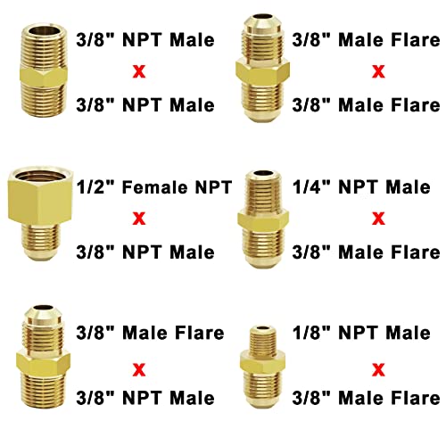 GardenNow 12 Feet High Pressure Braided Propane Hose Extension with Conversion Coupling 3/8" Flare to 1/2" Female NPT, 1/4" Male NPT, 1/8" NPT Male,3/8" Male NPT, 3/8" Male Flare for BBQ Grill, Fire Pit, Heater - Image 3