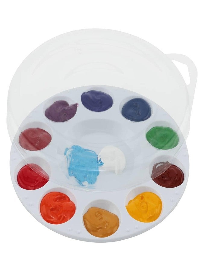 Creative Mark 10-Well Round Plastic Paint Palette with Lid - Pack of 12, Durable, Reusable, Solvent-Resistant, with Oversized Paint Wells for Students, Artists, Teachers - 7.4ml (0.25oz) per Well - Image 3
