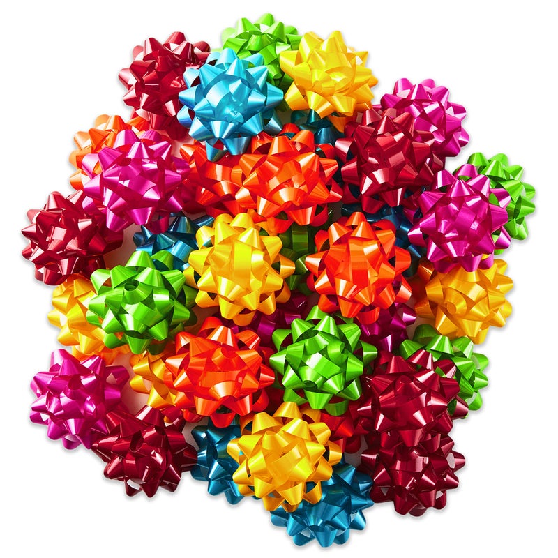 Hallmark مجموعة أقواس هدايا هالمارك اللامعة 36 قوس باللون الأحمر والوردي والبرتقالي والأخضر والأزرق الفاتح والأصفر لعيد الميلاد وحفلات الزفاف ومناسبات الأطفال وحفلات الزفاف وعيد الميلاد وعيد الحانوكا