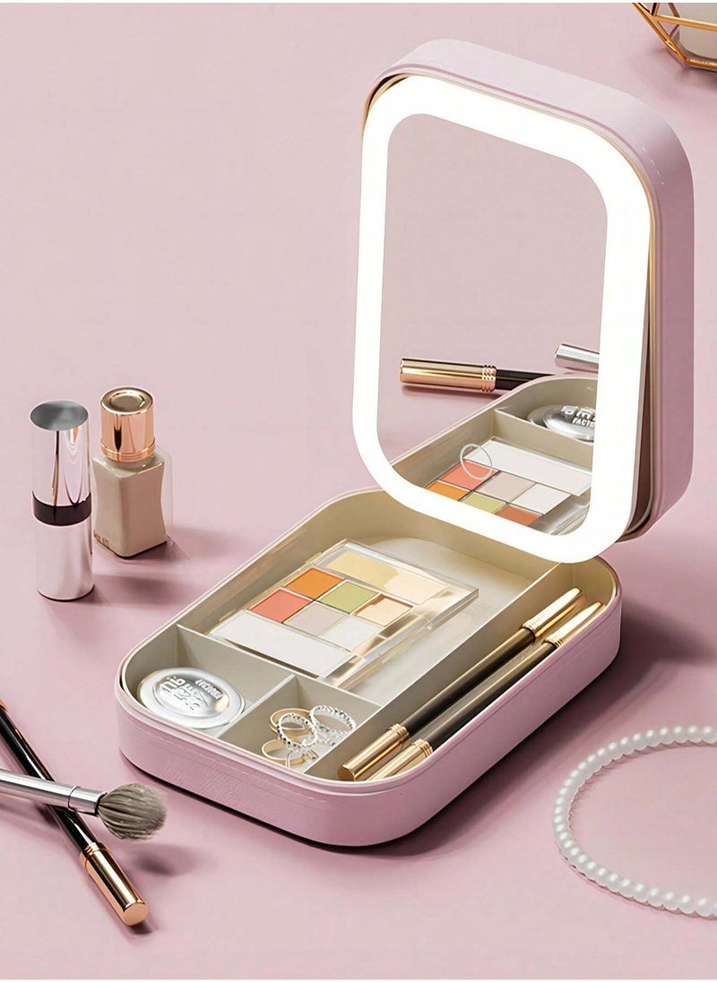 Generic Makeup Organizer with Smart LED Makeup Mirror for Women, Touch-Activated Portable Mirror with Lighting multicolour  - Image 1