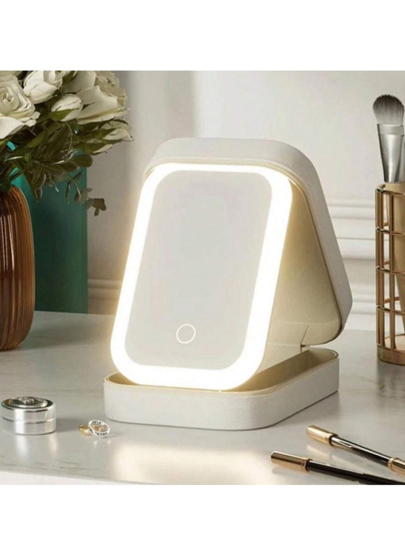 Generic Makeup Organizer with Smart LED Makeup Mirror for Women, Touch-Activated Portable Mirror with Lighting multicolour  - Image 3