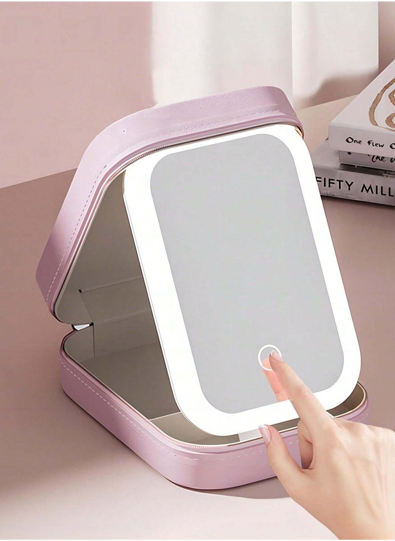 Generic Makeup Organizer with Smart LED Makeup Mirror for Women, Touch-Activated Portable Mirror with Lighting multicolour  - Image 2