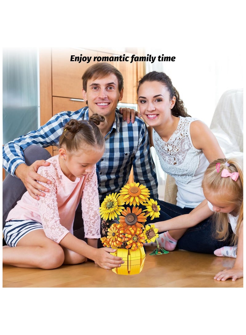 general Sunflowers Building Blocks Flower Bouquet Set with Vase 1009PCS Botanical Collection with Sunflower for Adults Girls - Image 4