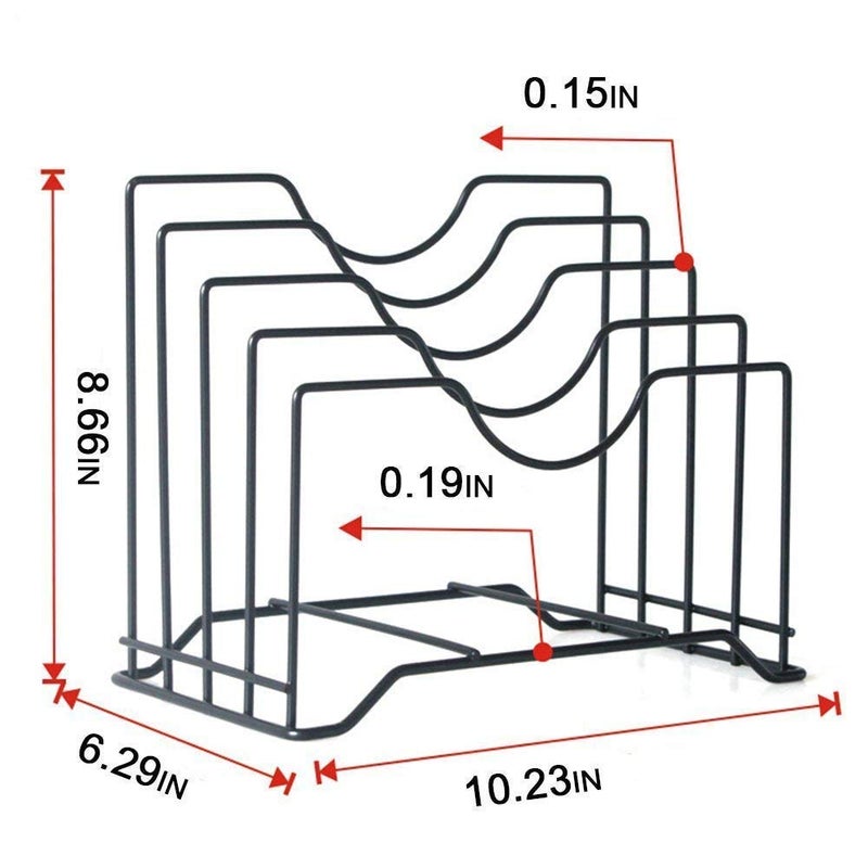 RD MALL Pan Pot Lid Dish Rack Kitchen Dish Storage Pan and Pot Lid Organizer Rack Multicolor 1 Piece - Image 5
