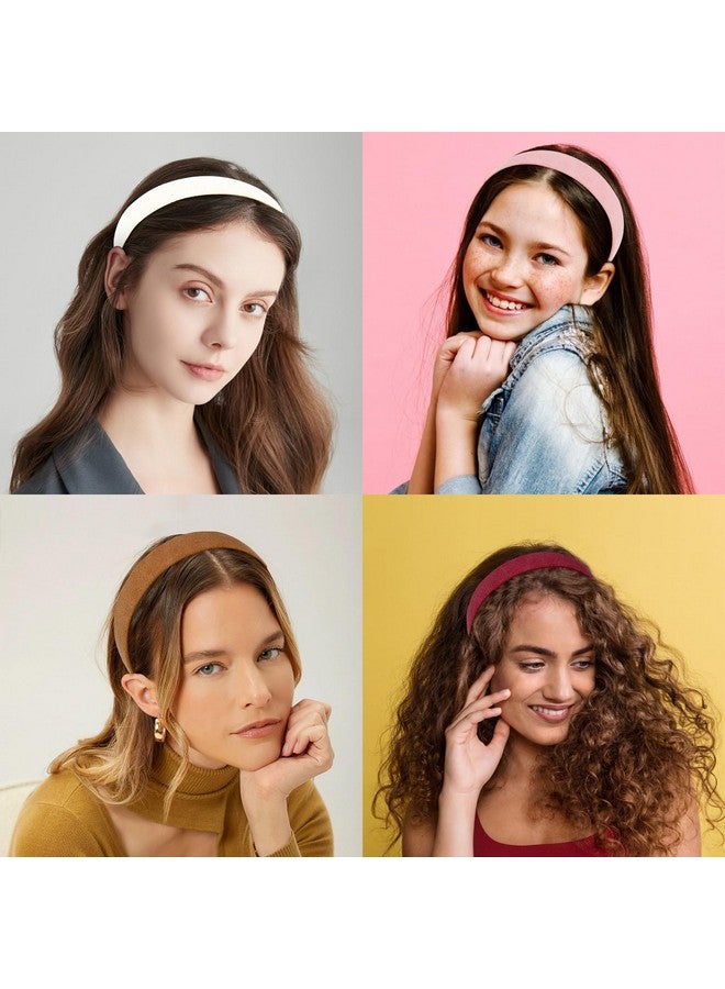 Wecoe 10Pcs Suede Like Headbands Women 1 Inch Wide Headbands Red White Black Pink Purple Blue Green Headband Non Slip Fashion Hair Bands Costume Hair Accessories Women Girls Diademas Para Mujer - Image 1