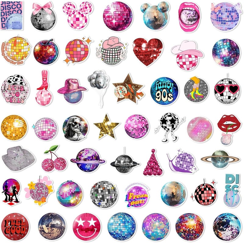 AUCEKO 50 PCS Stickers for Disco Ball,Teens Boys and Girls Sticker Pack Vinyl Skateboard Guitar Door Laptop Luggage Car Bike Water Bottle Birthday Party Supplies Stickers Disco Stickers - Image 2