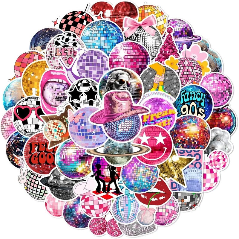 AUCEKO 50 PCS Stickers for Disco Ball,Teens Boys and Girls Sticker Pack Vinyl Skateboard Guitar Door Laptop Luggage Car Bike Water Bottle Birthday Party Supplies Stickers Disco Stickers - Image 3