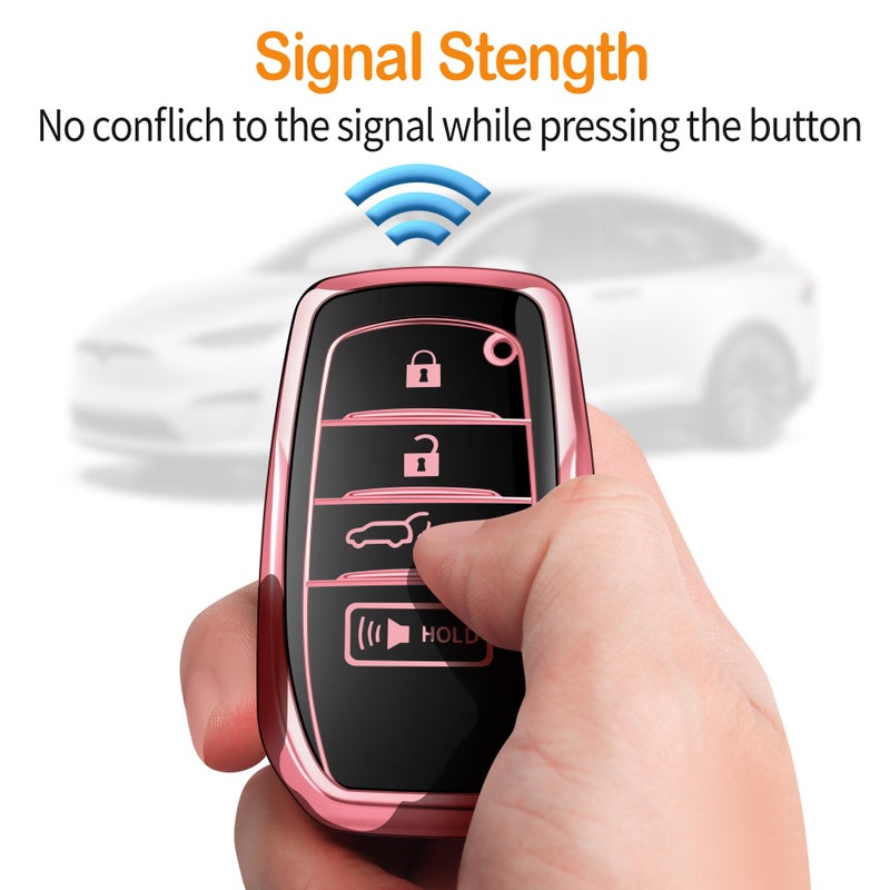 Sindeda for Toyota Key Fob Cover with Keychain Soft Full Protection Case fit for 2025 Camry 4 Runner 2019-2025 Camry, RAV4 Prime, Land Cruiser,Hilux 2023-2025 Grand Highlander,Corolla,bZ4X (Pink) - Image 5
