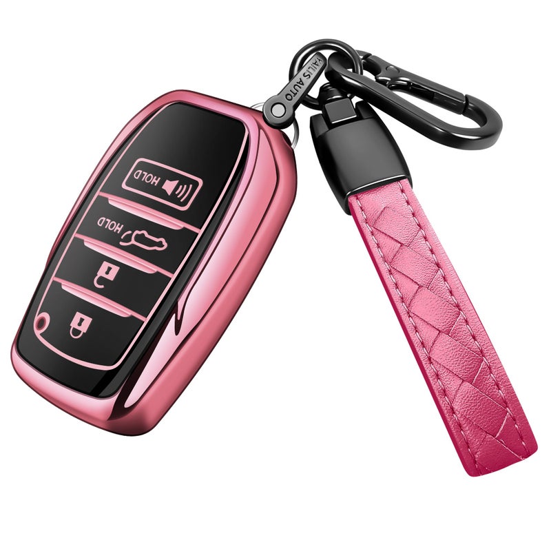 Sindeda for Toyota Key Fob Cover with Keychain Soft Full Protection Case fit for 2025 Camry 4 Runner 2019-2025 Camry, RAV4 Prime, Land Cruiser,Hilux 2023-2025 Grand Highlander,Corolla,bZ4X (Pink) - Image 1