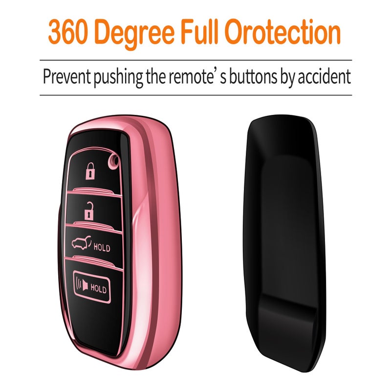 Sindeda for Toyota Key Fob Cover with Keychain Soft Full Protection Case fit for 2025 Camry 4 Runner 2019-2025 Camry, RAV4 Prime, Land Cruiser,Hilux 2023-2025 Grand Highlander,Corolla,bZ4X (Pink) - Image 4