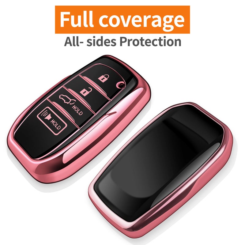 Sindeda for Toyota Key Fob Cover with Keychain Soft Full Protection Case fit for 2025 Camry 4 Runner 2019-2025 Camry, RAV4 Prime, Land Cruiser,Hilux 2023-2025 Grand Highlander,Corolla,bZ4X (Pink) - Image 3