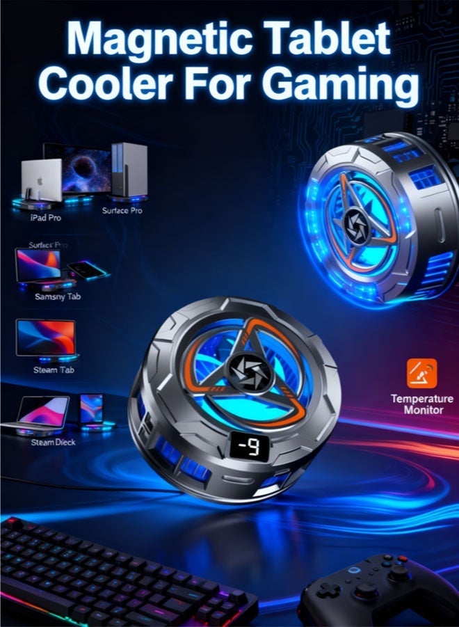 Magnetic Tablet Cooler For Gaming, Ipad/Surface Pro/Samsung Tab/Steam Deck Compatible, Temperature Monitor LED Light, Gaming & Tiktok Live Essential, Cooler Case For Mobile Gaming - Image 1