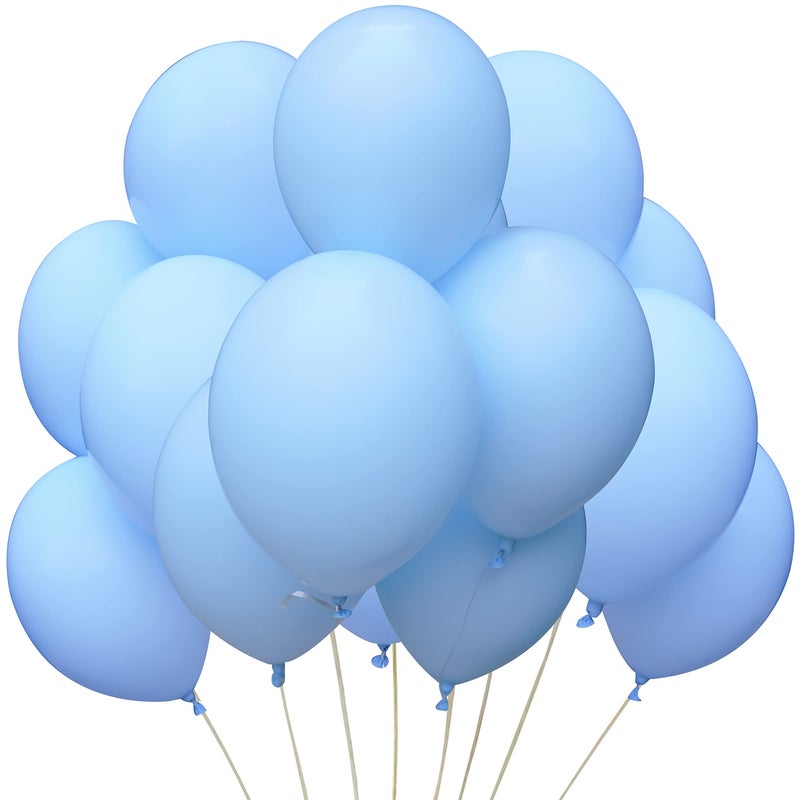 Jonhamwelbor Light Blue Pastel Balloons 12Inch 100Pcs Baby Blue Latex Macaron Blue Matte Balloons for Baby Shower Boy Birthday Party - Image 3