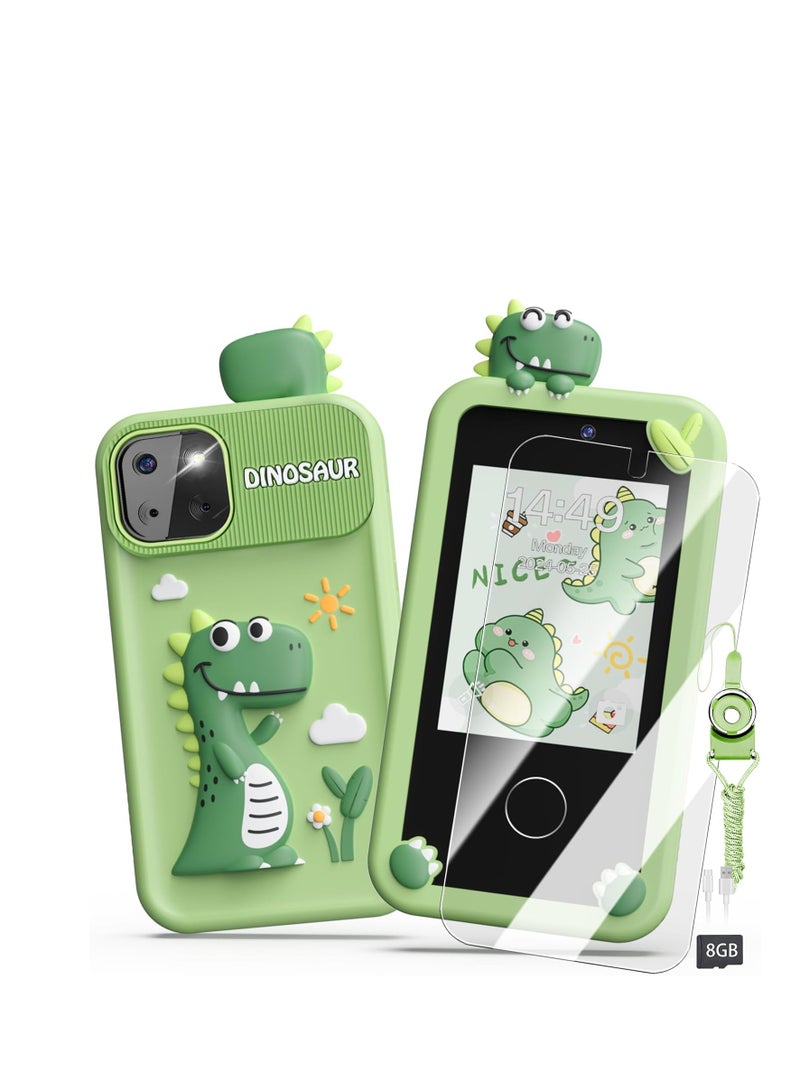 تلفون اطفال صغي ألعاب هواتف ذكية للأطفال الأولاد الصغار، ألعاب هدايا عيد الميلاد على شكل ديناصورات للأولاد من سن 3 إلى 9 سنوات، هدايا عيد الميلاد، ألعاب هواتف ذكية صغيرة بشاشة لمس 2.8 بوصة، 16 لعبة تعليمية، كاميرا مزدوجة، مشغل موسيقى، بطاقة SD سعة 32 جيجابايت - Image 1