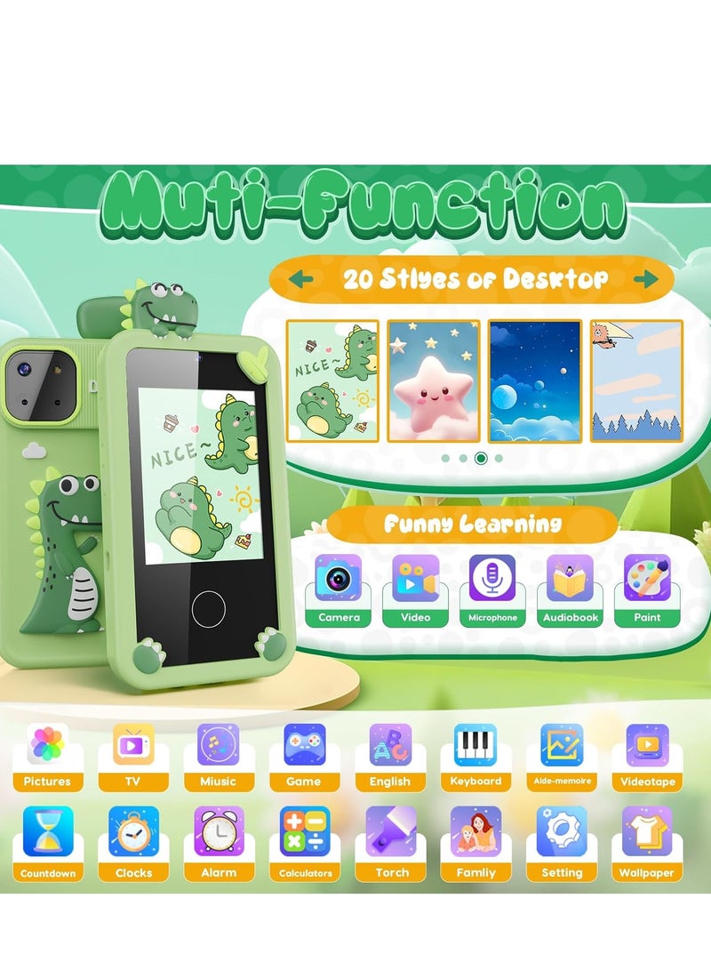 تلفون اطفال صغي ألعاب هواتف ذكية للأطفال الأولاد الصغار، ألعاب هدايا عيد الميلاد على شكل ديناصورات للأولاد من سن 3 إلى 9 سنوات، هدايا عيد الميلاد، ألعاب هواتف ذكية صغيرة بشاشة لمس 2.8 بوصة، 16 لعبة تعليمية، كاميرا مزدوجة، مشغل موسيقى، بطاقة SD سعة 32 جيجابايت - Image 2