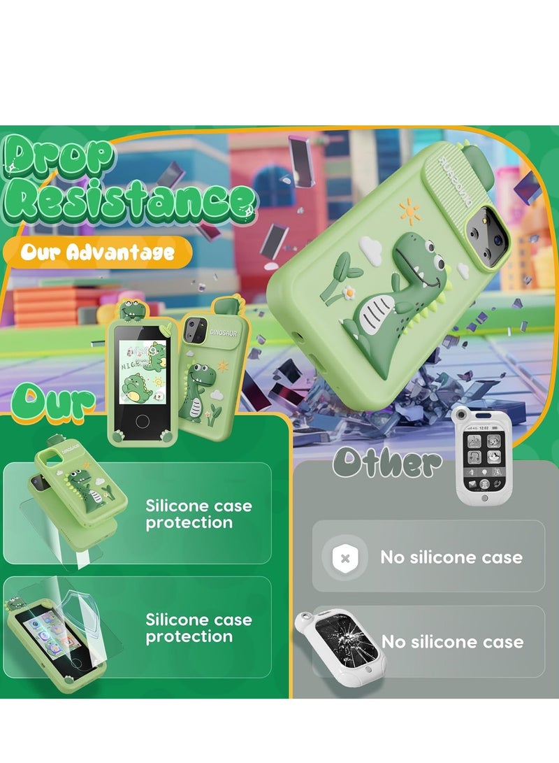 تلفون اطفال صغي ألعاب هواتف ذكية للأطفال الأولاد الصغار، ألعاب هدايا عيد الميلاد على شكل ديناصورات للأولاد من سن 3 إلى 9 سنوات، هدايا عيد الميلاد، ألعاب هواتف ذكية صغيرة بشاشة لمس 2.8 بوصة، 16 لعبة تعليمية، كاميرا مزدوجة، مشغل موسيقى، بطاقة SD سعة 32 جيجابايت - Image 5