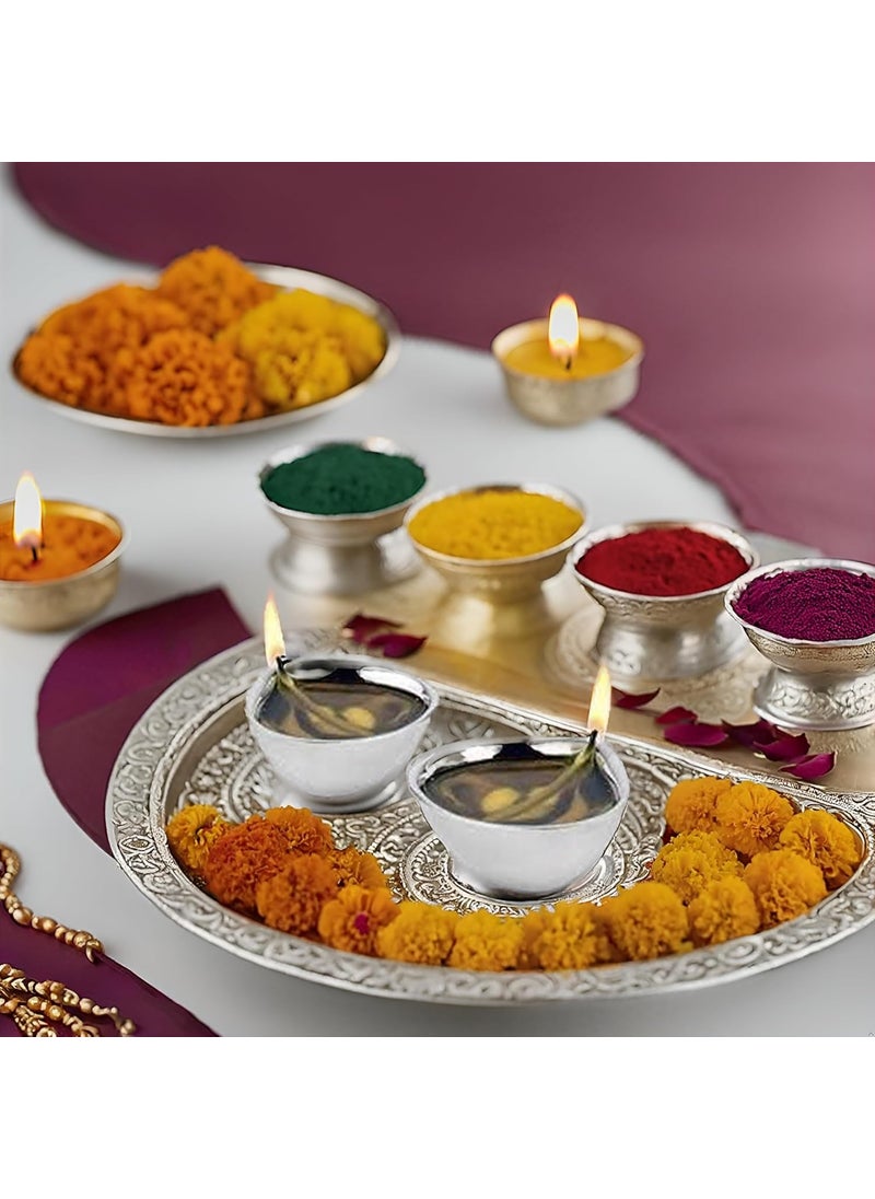 FINALITY finality Unbreakable Stainless Steel Double Wall Diyas for HomeDecorationPuja Set of 2 Silver  - Image 2
