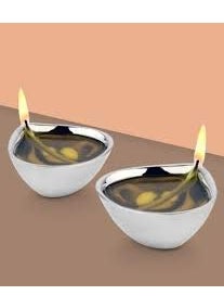 FINALITY finality Unbreakable Stainless Steel Double Wall Diyas for HomeDecorationPuja Set of 2 Silver  - Image 4