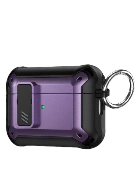 Airpod Pro 2 Case Cover 2022 with Secure Lock Clip, Military Armor Series Full-Body Rugged Hard Shell for Men Women with Keychain，Shockproof Protective Case for AirPod Pro 2nd Generation,Black&Burple
