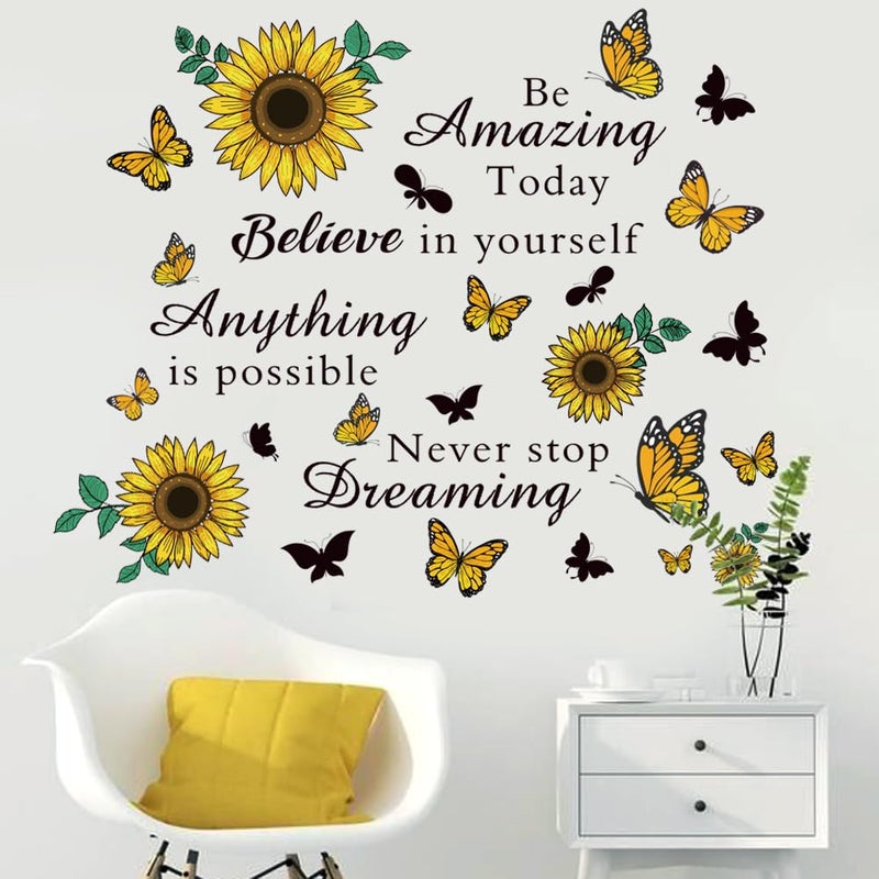 Casa Decor Inspirational Quote Sunflower Wall Stickers - Removable Positive Saying Peel and Stick for Classroom, Home, Bedroom, Office Wall Art Decor - Image 4