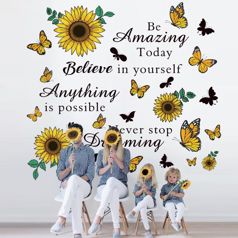 Casa Decor Inspirational Quote Sunflower Wall Stickers - Removable Positive Saying Peel and Stick for Classroom, Home, Bedroom, Office Wall Art Decor - Image 3