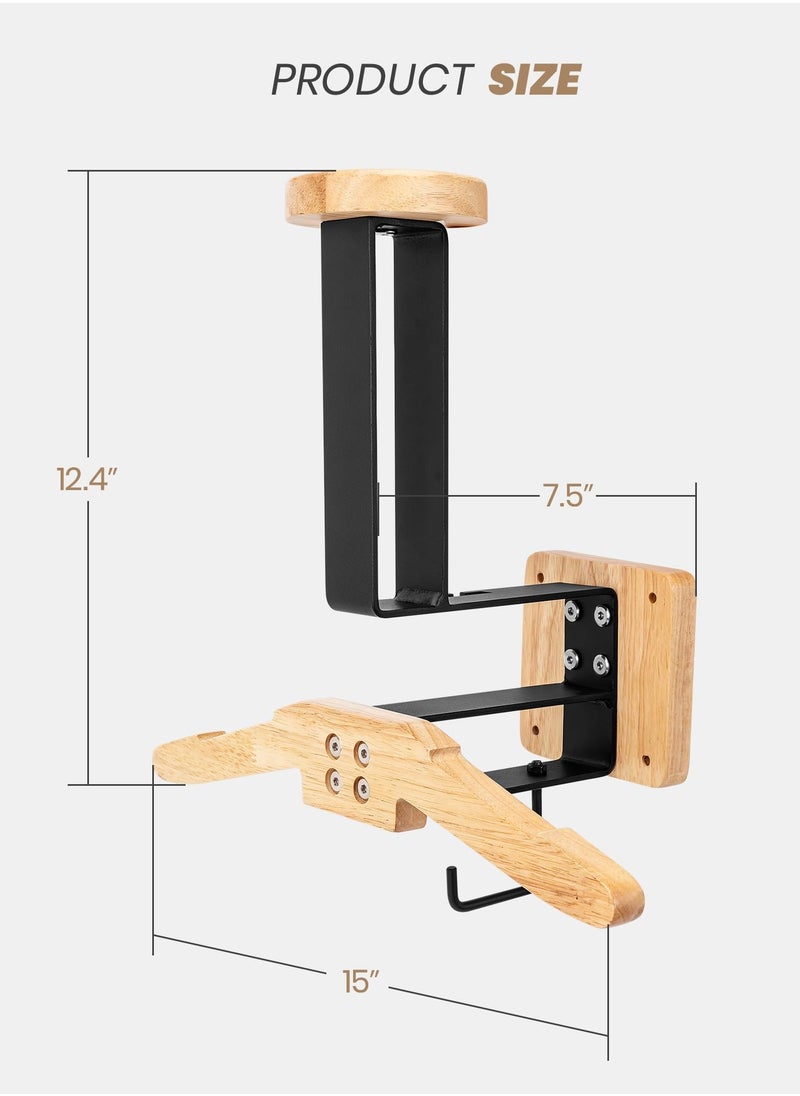 KASTWAVE Helmet Hanger Motorcycle Helmet Rack Wall Mount Helmet Display Hanger for Motorcycle Bike Coats, Caps, Baseballs and Rugby Helmet(Wooden*1)  - Image 2