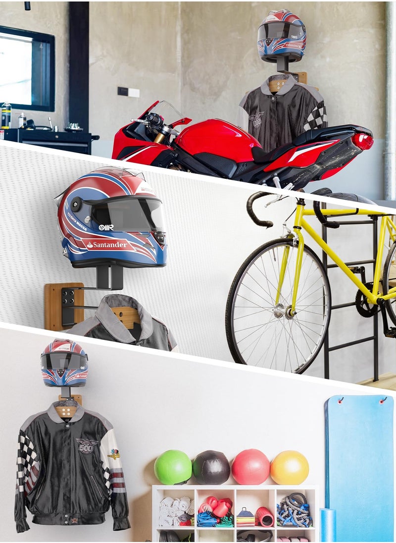 KASTWAVE Helmet Hanger Motorcycle Helmet Rack Wall Mount Helmet Display Hanger for Motorcycle Bike Coats, Caps, Baseballs and Rugby Helmet(Wooden*1)  - Image 4