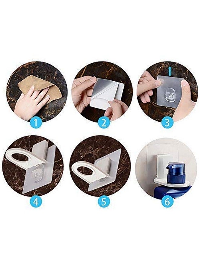 GLIVE (LABEL) GLIVE (LABEL) Plastic Bathroom Multiuse Wall-Mount Self Adhesive Bottle Hook Holder Magic Sticker Sanitizer Bottle Holder Wall Mounted Shampoo Handwash Dispenser Stand - Set Of 2  - Image 5