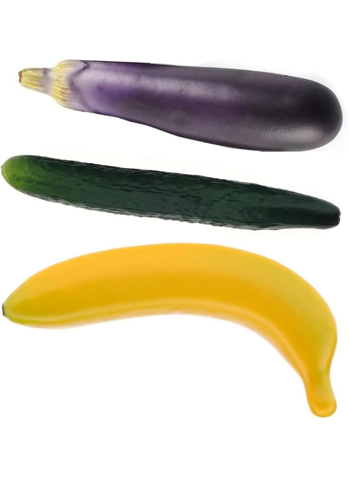 3-in-1 Realistic Artificial Fruit & Vegetable Set: Cucumber, Eggplant, Banana - PU Foam Display Props - Image 1