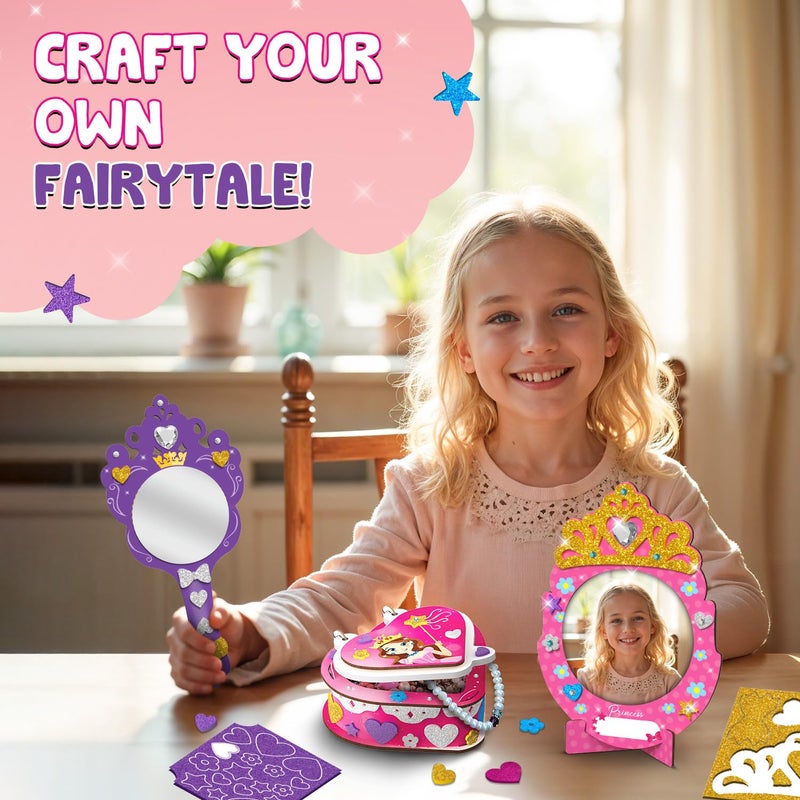 Smartivity Little Princess Craft Box for Girls|DIY Art & Craft Kit to Make Jewellery Box,Mirror & Frame|Age 4-8 Years|Kids Craft Activity Set with Gems & Glitter|Birthday Gift for Kids,Multicolor - Image 5