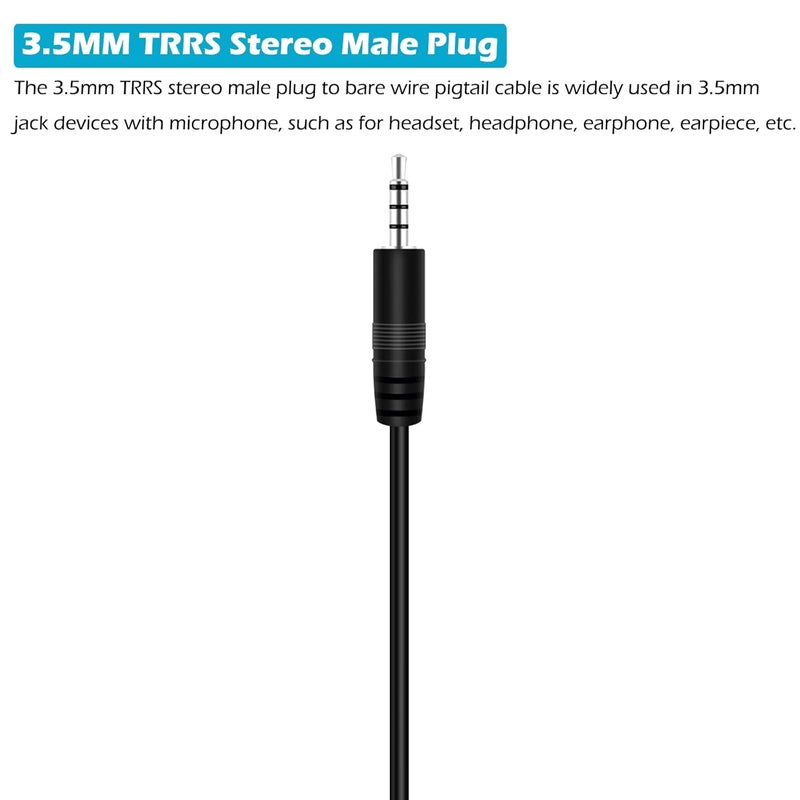 Fancasee 3FT 3.5mm 1/8" to Speaker Wire TRRS Stereo Male Jack to Bare Wire Pigtail 3.5mm Plug Connector Adapter Repair Audio Cable for Microphone Headphone Headset Earphone Speaker - Image 3