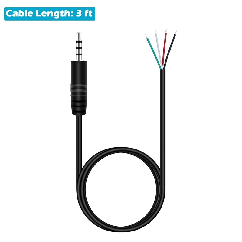 Fancasee 3FT 3.5mm 1/8" to Speaker Wire TRRS Stereo Male Jack to Bare Wire Pigtail 3.5mm Plug Connector Adapter Repair Audio Cable for Microphone Headphone Headset Earphone Speaker - Image 4