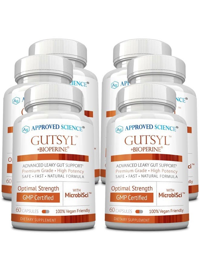 Approved Science ® Gutsyl- Leaky Gut Supplement- Protect GI Tract with Aloe Vera, Marshmallow Root, Licorice, and Slippery Elm- Contains Prebiotic and BioPerine- 6 Month Supply- 100% Vegan - Image 1