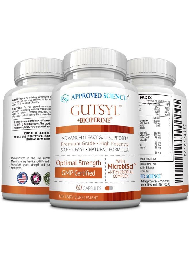 Approved Science ® Gutsyl- Leaky Gut Supplement- Protect GI Tract with Aloe Vera, Marshmallow Root, Licorice, and Slippery Elm- Contains Prebiotic and BioPerine- 6 Month Supply- 100% Vegan - Image 4