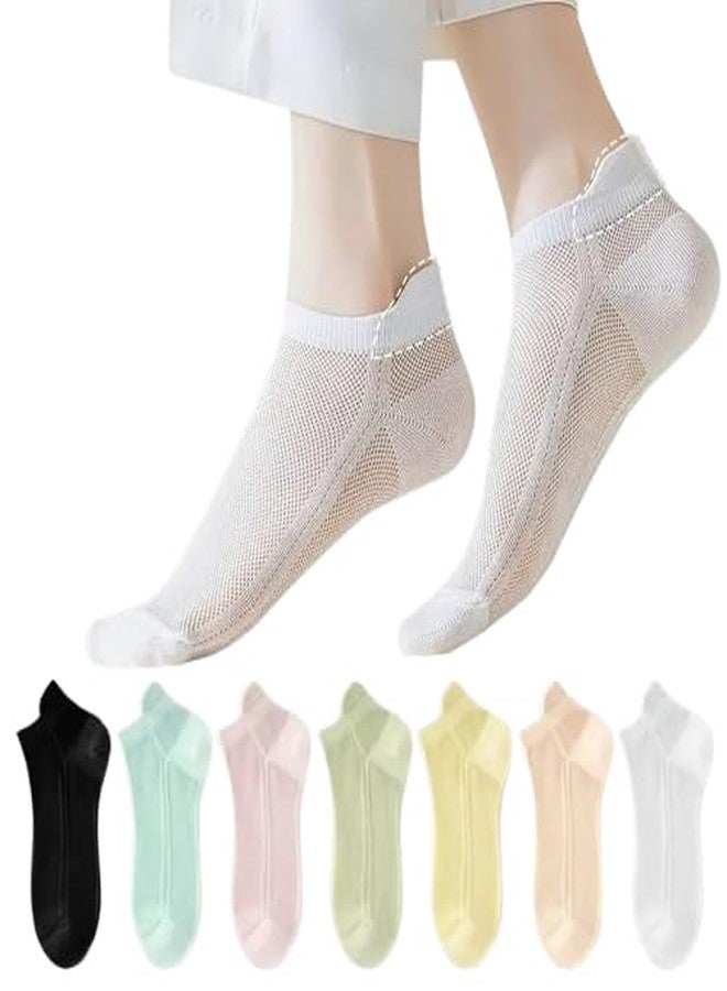 REIL RAID 7 Pairs Men & Women’s Pastel Candy Color Ankle Socks - Breathable Mesh, Heel Protection, Comfort Fit, Casual Wear Socks, Playful Sock Design, Soft Texture Socks - Image 1