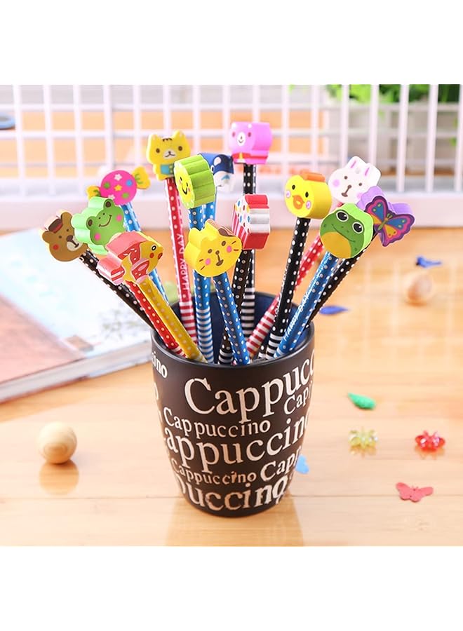 erorex Pack Of 20 Colorful 7.28 Inch Length Random Cartoon Eraser Pencils Pencils For Office School Supplies Students Children Gift - Image 3