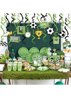 Easy Joy Easy Joy Soccer 24 PCS Themed Hanging Foil Swirls Decoration Soccer Boys Kids Birthday Baby Shower Party Decoration  - Image 5