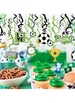 Easy Joy Easy Joy Soccer 24 PCS Themed Hanging Foil Swirls Decoration Soccer Boys Kids Birthday Baby Shower Party Decoration  - Image 4