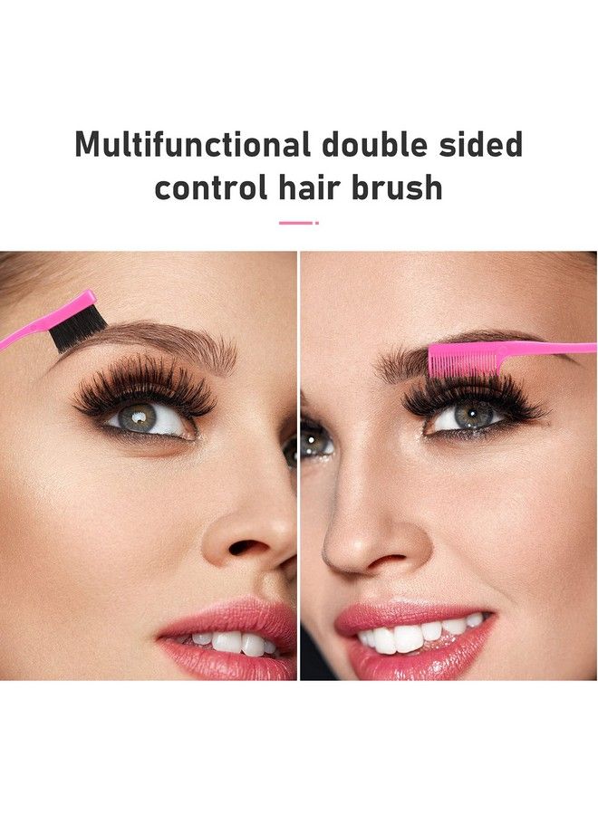 Remerry 12 Pieces Hair Brush Set Nylon Teasing Hair Brushes 3 Row Salon Teasing Brush Double Sided Hair Edge Brush Smooth Comb Grooming Rat Tail Combs With Duckbill Clips For Women Girls (Pink) - Image 5