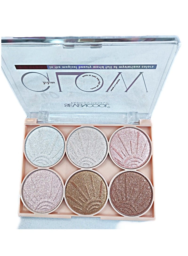 Sevencool Makeup Professional 6-in-1 Blusher Palette – Multicolor Highlighter & Contour for Face, Eyes, and Cheeks - Image 1