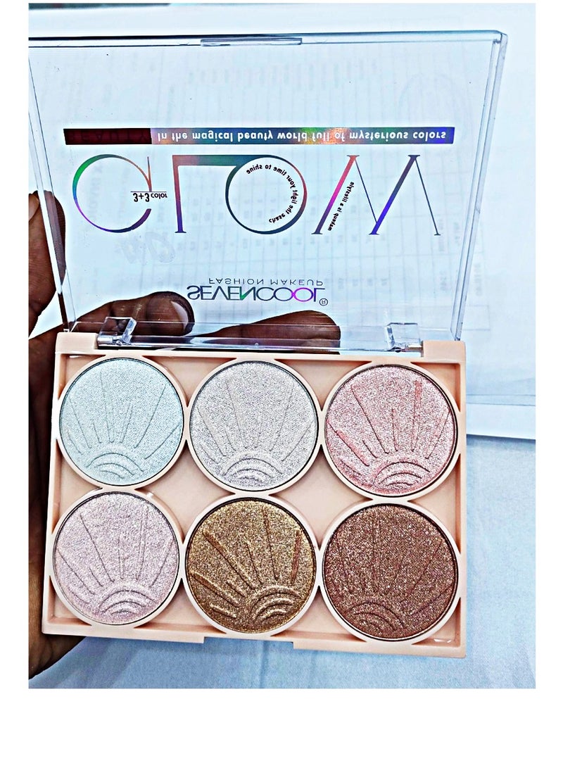 Sevencool Makeup Professional 6-in-1 Blusher Palette – Multicolor Highlighter & Contour for Face, Eyes, and Cheeks - Image 2