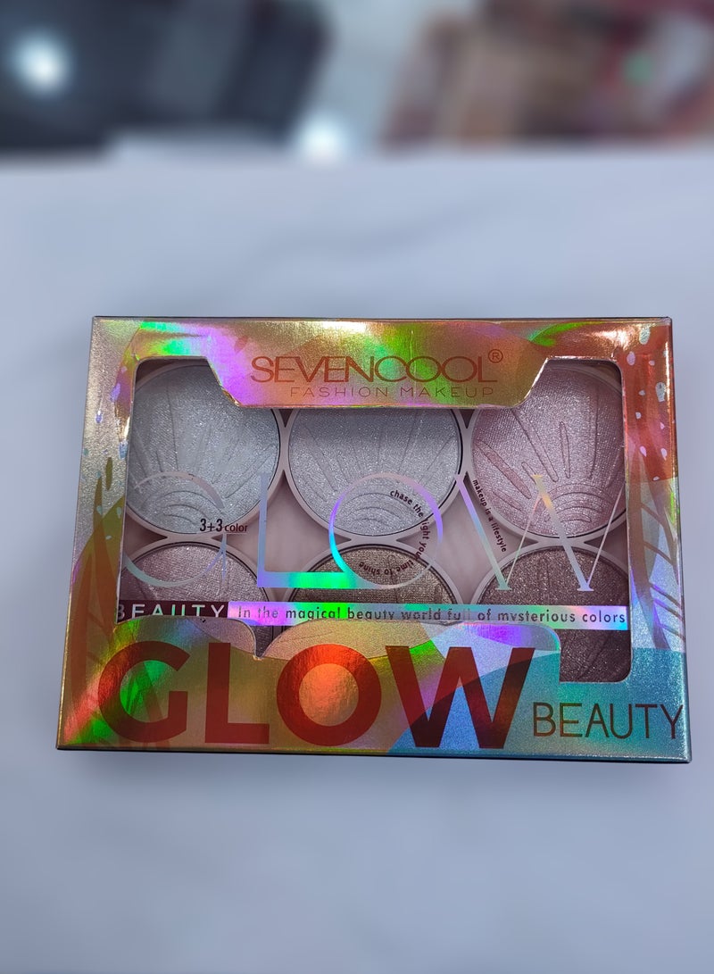 Sevencool Makeup Professional 6-in-1 Blusher Palette – Multicolor Highlighter & Contour for Face, Eyes, and Cheeks - Image 3