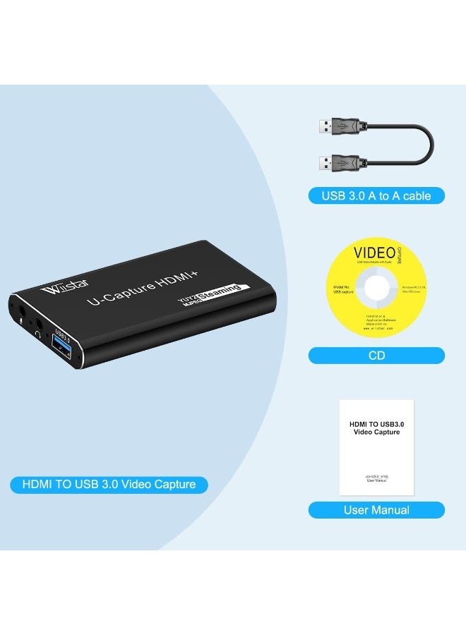 4K Audio Video Capture Card with HDMI Loop-Out and Microphone Input HDMI to USB 3.0 1080P Video Recording Card for Live Streaming Gaming Broadcasting TV Recorder - Image 5