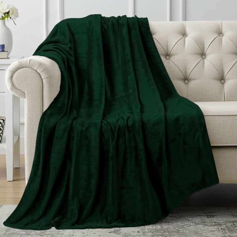 Utopia Bedding Fleece Blanket Throw Size Forest Green 300GSM Luxury AntiStatic Fuzzy Soft Microfiber Blanket for Couch Sofa and Bed 50x60 Inch