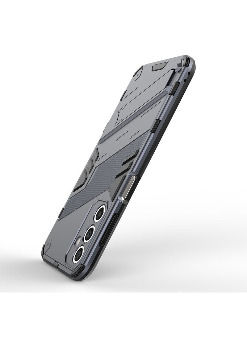 Generic - Samsung Galaxy A24 Mobile Case Cover with Hybrid Heavy Duty Protection Shockproof Defender Kickstand Armor Back Cover with Anti-Fingerprint Anti-Scratch Protector Grey - Image 1