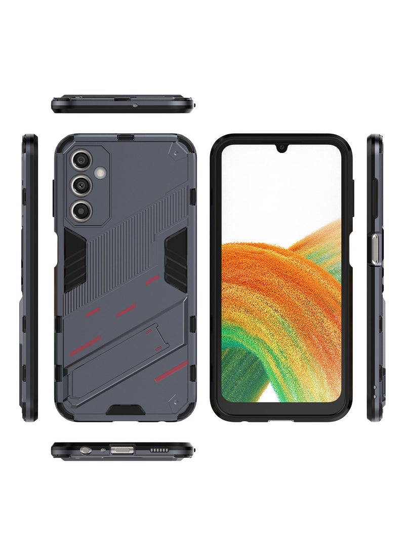 Generic - Samsung Galaxy A24 Mobile Case Cover with Hybrid Heavy Duty Protection Shockproof Defender Kickstand Armor Back Cover with Anti-Fingerprint Anti-Scratch Protector Grey - Image 1